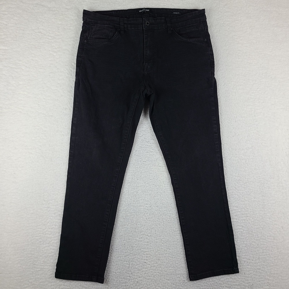 Kenneth Cole Jeans Mens 36x29 Black Wash Straight Fit Denim